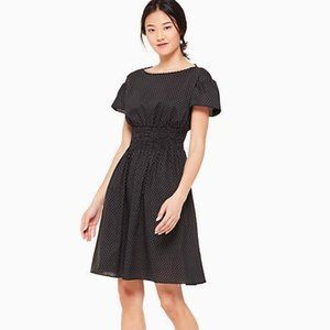 KATE SPADE Pin Dot Scallop Poplin Dress In Black